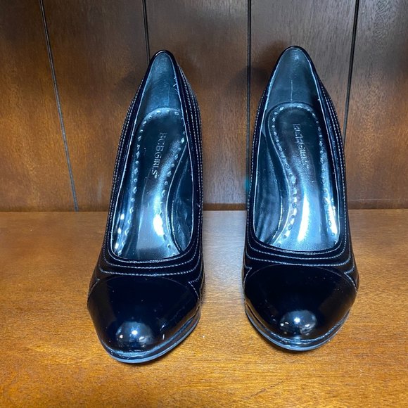 BCBGirls Leather Upper Textured High Heels Shoes Cordovan  Size 7.5 Black - Picture 2 of 8